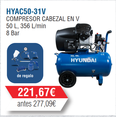 COMPRESOR HYUNDAI  50 L - 3 HP en V