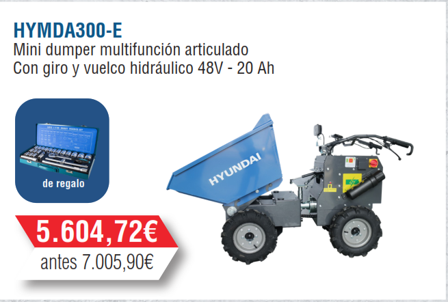 MINI DUMPER HYUNDAI  MULTIFUNCIÓN 300 Kg a Bateria Articulado