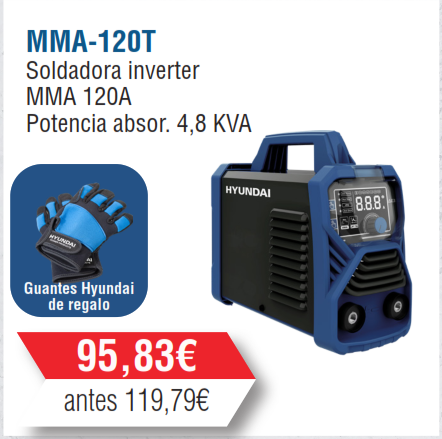 SOLDADORA INVERTER HYUNDAI MMA - 120A